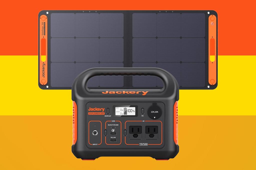 Jackery Solar Generator 300 with Solar Panel SolarSaga 100W is 40% off