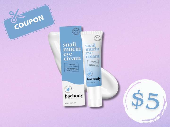 A snail-mucin under-eye cream is currently 50% off on Amazon with a coupon