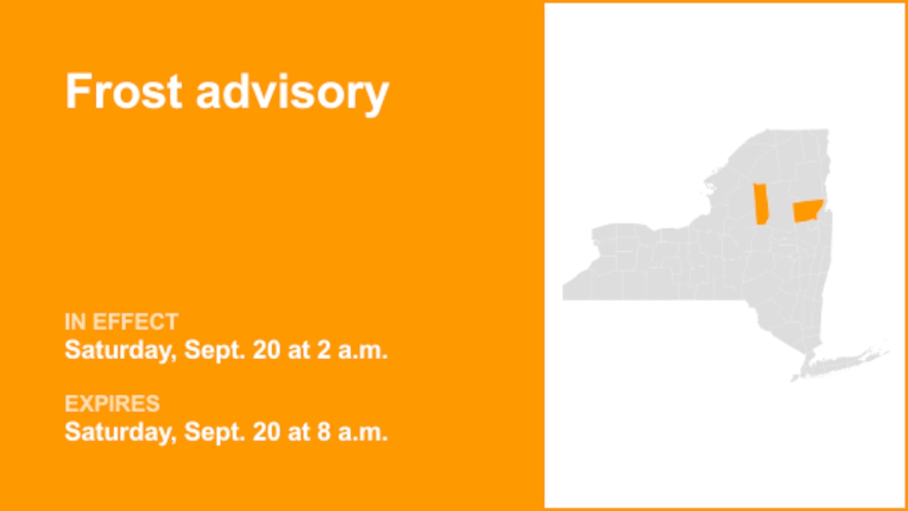 NY weather: Frost advisory in place for Herkimer and Warren counties for Saturday