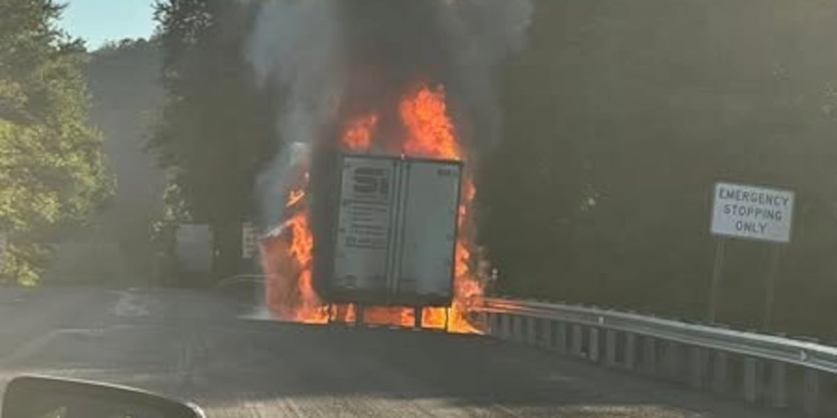 Tractor trailer fire doused on I