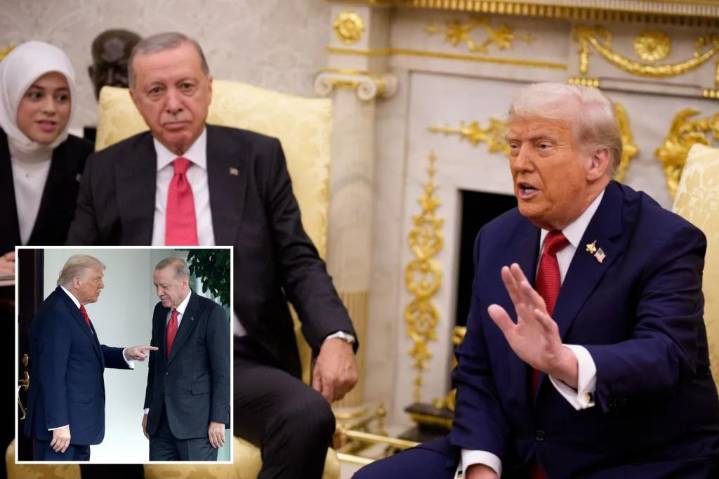 Trump calls out Turkish president Erdogan for buying Russian oil during Oval Office visit