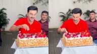 Ranbir Kapoor celebrates his 43rd birthday with the media by cutting a massive cake
