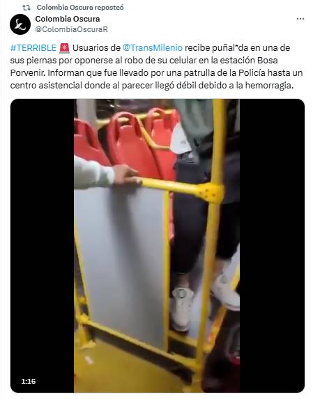 Esto se sabe del usuario agredido en TransMilenio en estación Bosa Porvenir