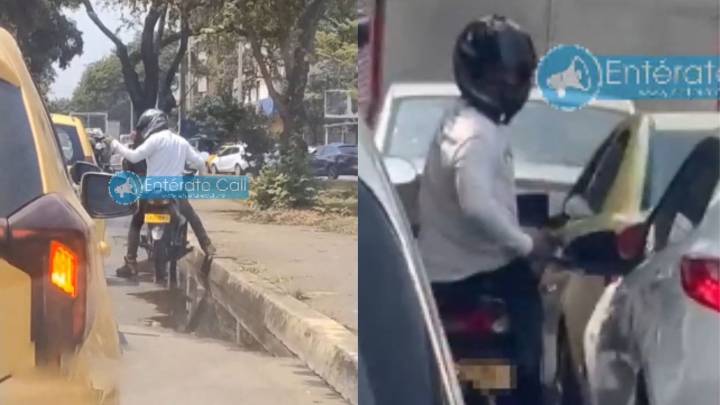 En videos quedaron registrados presuntos actos de robos de un sujeto en motocicleta en inmediaciones de la Terminal de Cali