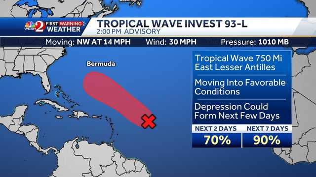 ﻿Invest 93-L: Tropical wave could become tropical depression