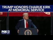 President Donald Trump gives speech at Charlie Kirk's memorial service