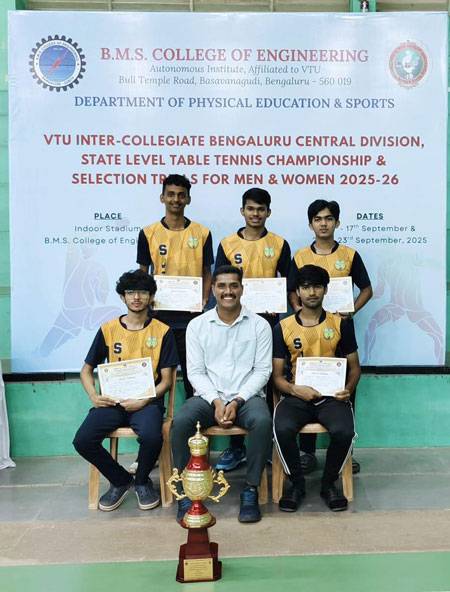SJEC men's table tennis team emerges as champions in VTU state level tournament