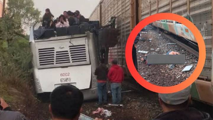 MOMENTO EXACTO del choque mortal en Atlacomulco: tren arrasó con autobús; hay 8 muertos