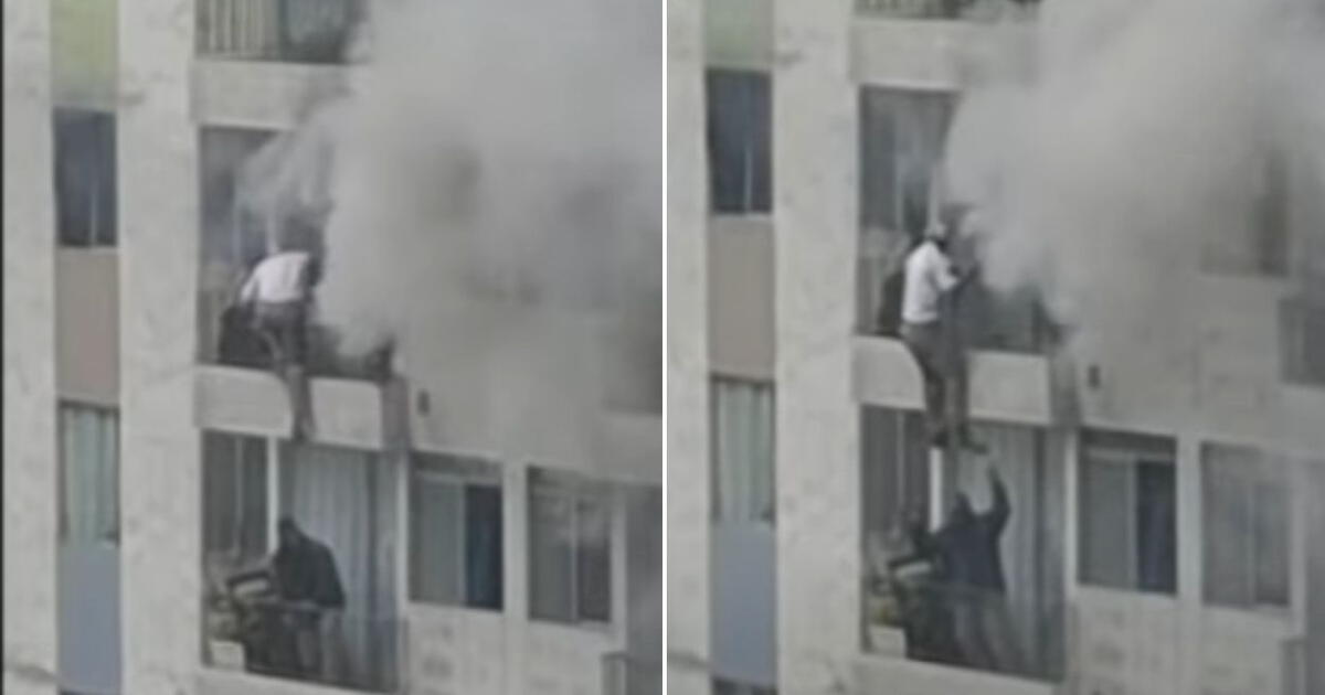 Vecinos evacuan por balcón en medio de feroz incendio en condominio en Santa Anita
