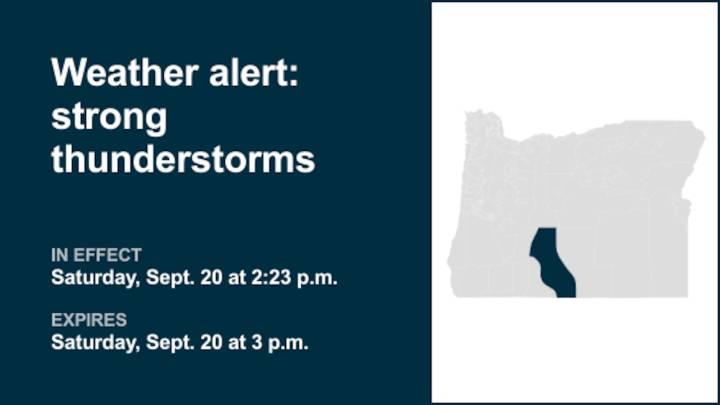 Thunderstorms with marble-sized hail in Northern and Eastern Klamath County and Western Lake County Saturday