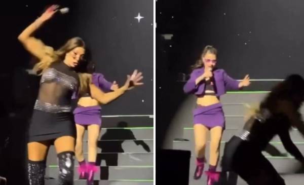 Catherine Fulop se cayó del escenario en pleno show de Erreway