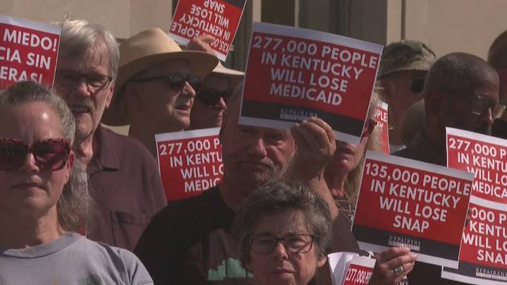 'It's killing us': Protesters urge Sen. McConnell to help reverse Medicaid, SNAP changes
