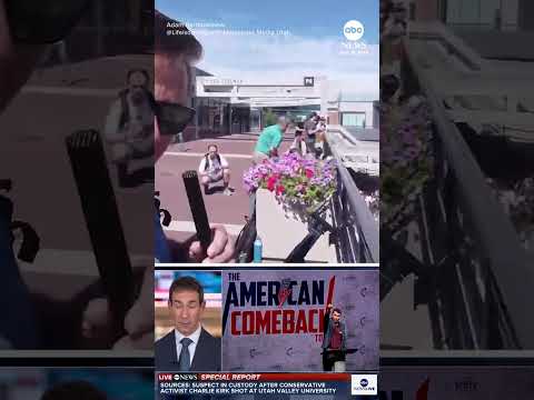 Charlie Kirk shooting: Crowd runs and takes cover amid gunfire