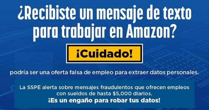 Alertan de fraude con oferta de empleo en Amazon: SSPE