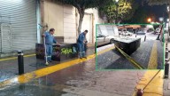 Realizan trabajos de limpieza en el Centro de León tras explosión de transformador