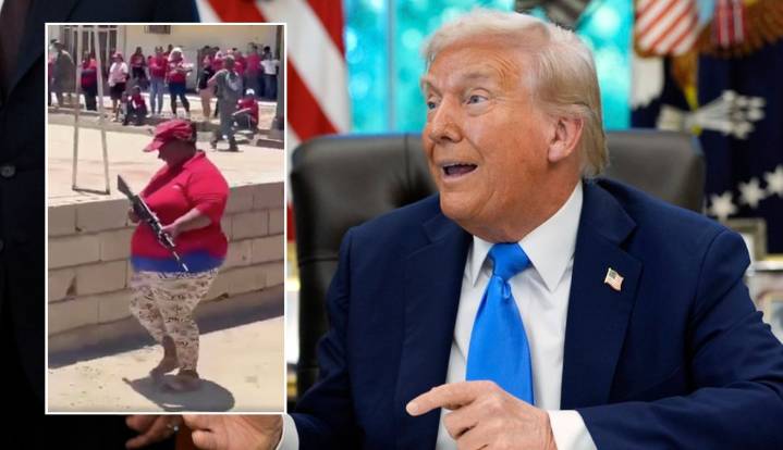 Trump Posts Video of Obese Woman Running With Gun to Mock Venezuelan Threat