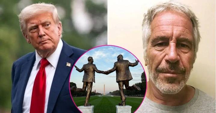 Donald Trump and Jeffrey Epstein Hold Hands in Giant 'Friendship Month' Statue Placed Across From Capitol: Shocking Photos