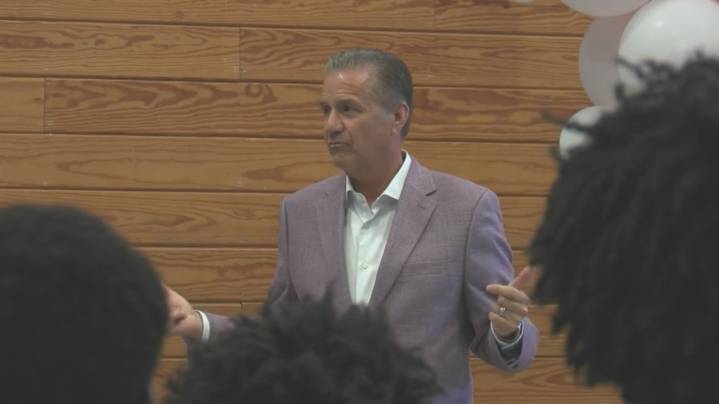 Arkansas Men's Basketball Coach John Calipari speaks at Penick Boys & Girls Club of Central Arkansas