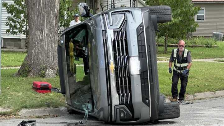 Child injured when vehicle lands on side in northeast Lincoln crash
