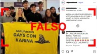 La foto de Karina Milei posando con una bandera de "agrupación gays con Karina" es un montaje