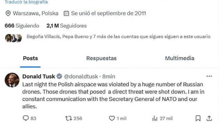 Rusia viola con drones el espacio aéreo de Polonia y escala el conflicto a la Otan