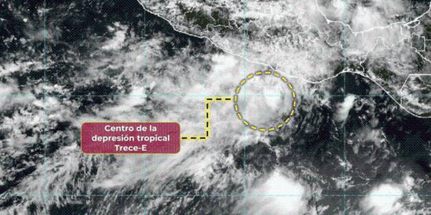 Se forma depresión tropical Trece-E; Conagua prevé lluvias en Guerrero y Oaxaca