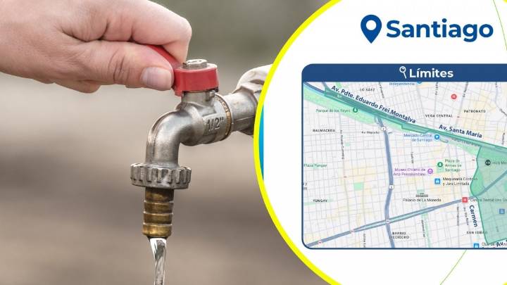 Megacorte de agua en la comuna de Santiago: Revisa el mapa de las zonas afectadas