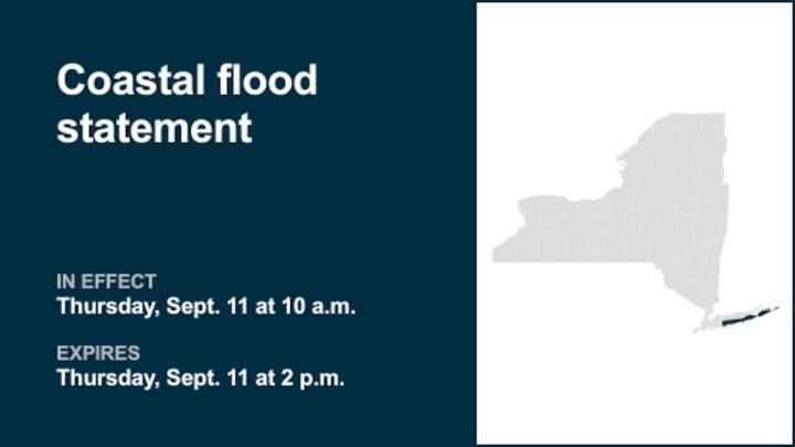 NY weather: Coastal flood statement issued for Suffolk County until Thursday afternoon