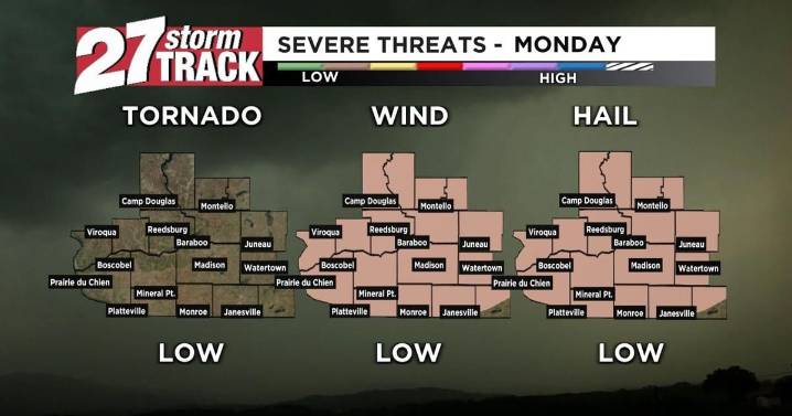 Dry start to the day with a chance for showers and storms late