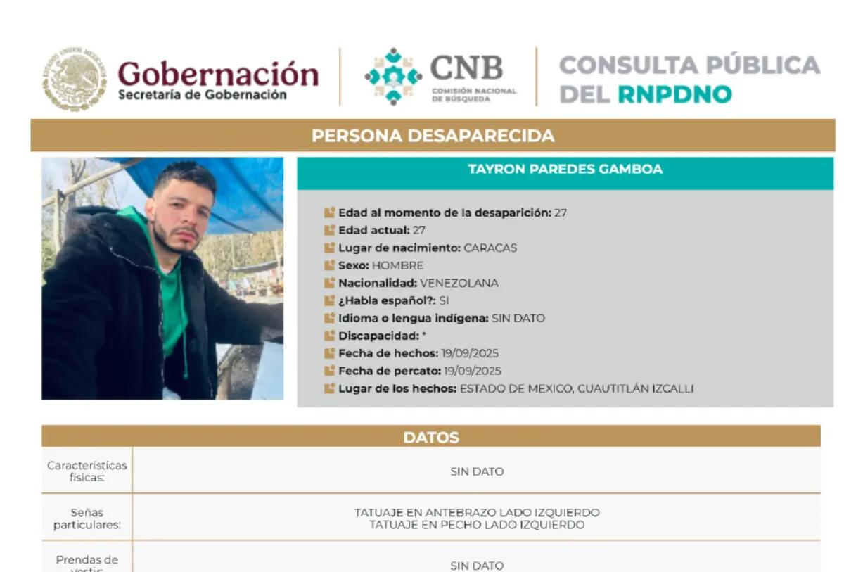 Desaparece el músico venezolano Tayron Paredes en Edomex; investigan vínculo con DJs colombianos