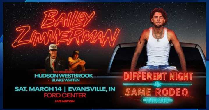 Bailey Zimmerman to perform in Evansville on his 'Different Night Same Rodeo' tour
