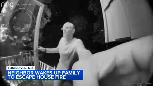 Video shows frantic moment neighbor alerts Toms River family to house fire
