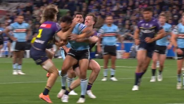 NRL news 2025 | Ryan Papenhuyzen try-saver on Briton Nikora; Melbourne Storm vs Cronulla Sharks; interview; Phil Gould, Billy Slater reaction