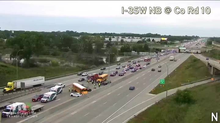 School bus crash on I-35W in Mounds View