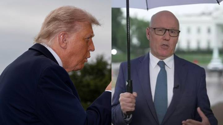 ‘War on the media’: ABC journalist John Lyons responds to tense Donald Trump press scene by labelling President ‘absurd’