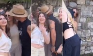 VIDEO. Más que cargoso... La reacción de Evangelina Anderson al querer ser besada "de prepo" por Eros Ramazzotti