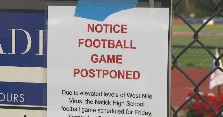 Natick High School postpones football game due to West Nile Virus risk