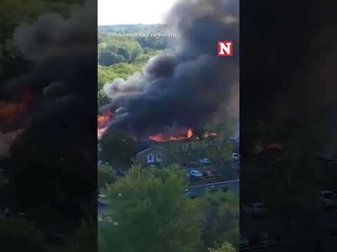 Aerial View Of Church Burning After Shooting In Michigan