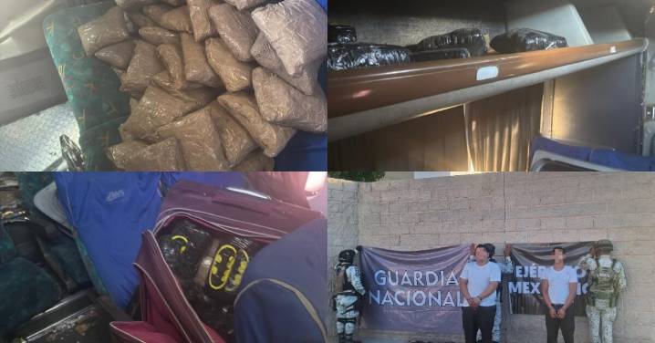 Ejército y Guardia Nacional aseguraron narcóticos en un autobús de pasajeros en Hermosillo