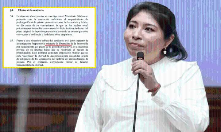 TC concede libertad a Betssy Chávez, tras declarar fundado su habeas corpus