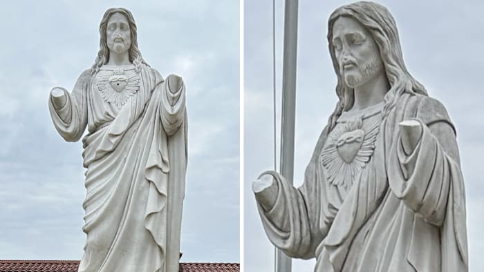 Statue of Jesus vandalized outside Catholic Church in East Texas