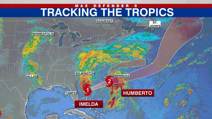 Imelda intensifies, Humberto clings to hurricane strength as dual storms move toward Bermuda