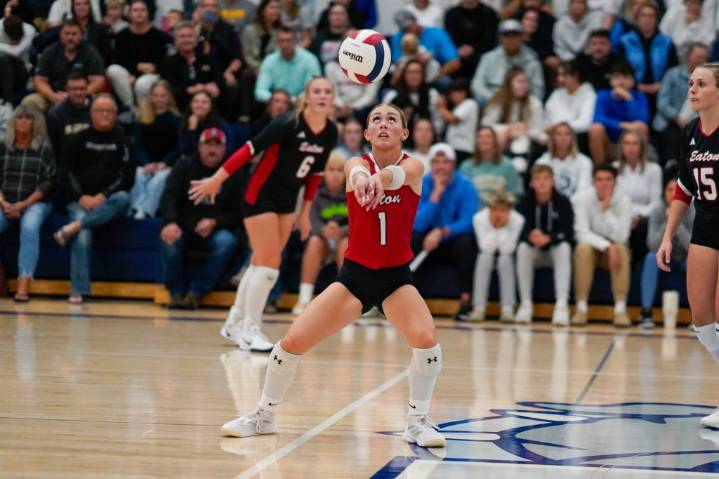Eaton perseveres for win against volleyball rival University