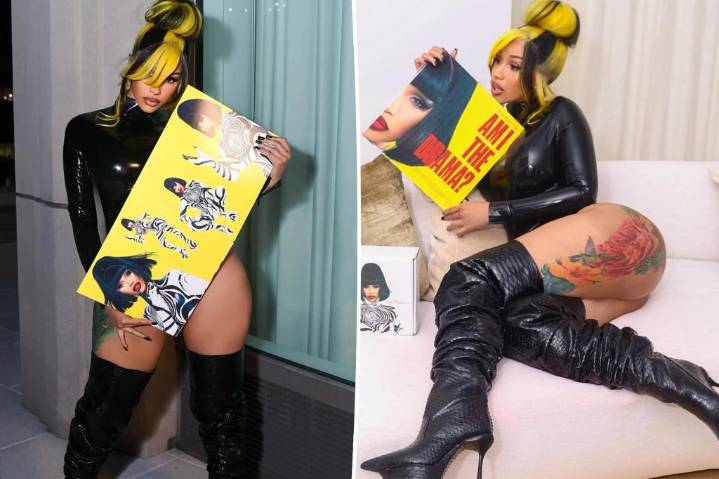 Cardi B flashes her butt in vinyl bodysuit, $1,500 thigh