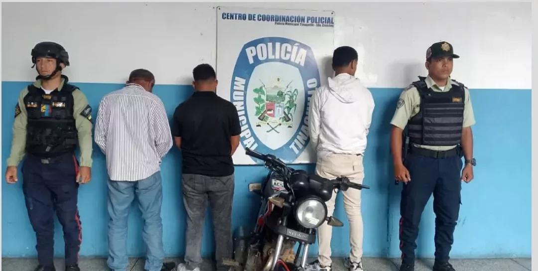 Tres sujetos capturados por múltiples delitos en Tinaquillo