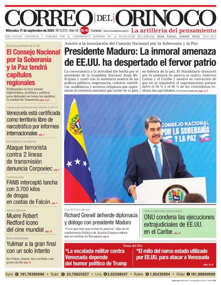 Edición Impresa Correo del Orinoco N° 5.273