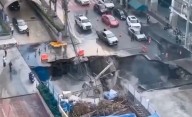 Watch: Massive Sinkhole Collapses Entire Road Outside Hospital