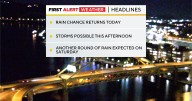 Two rounds of rain expected in the Pittsburgh area, storm chances possible on Thursday