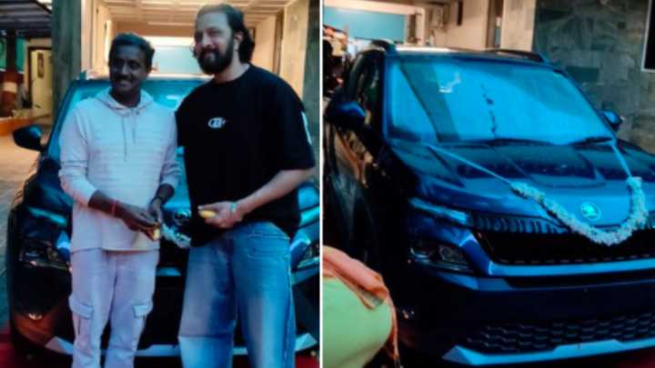 Kichcha Sudeep gifts Skoda car to ‘Max’ director Vijay Karthikeya