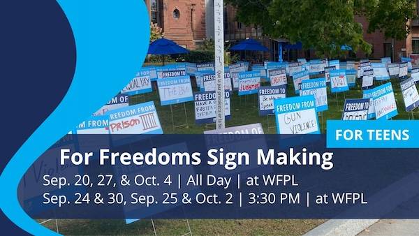 Watertown Library Hosting Teen For Freedom Sign Making